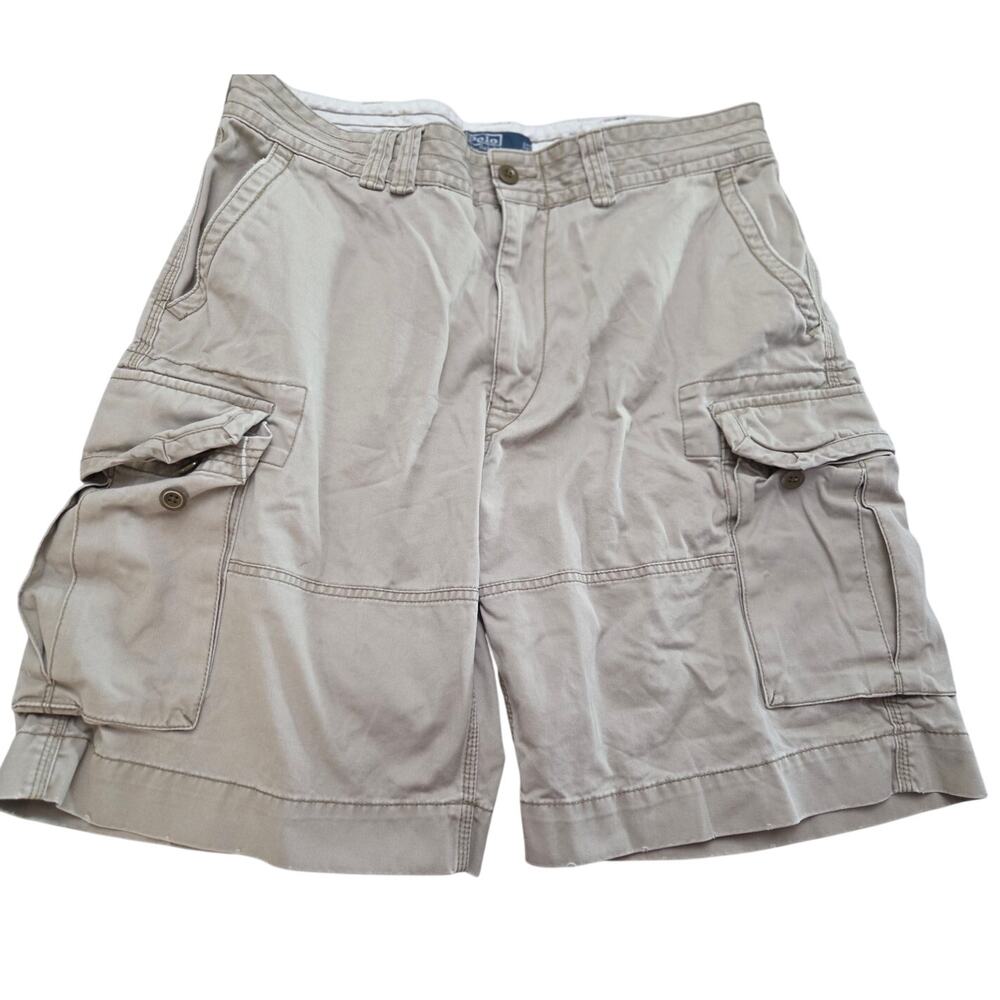 Vtg Polo by Ralph Lauren 36 Khaki Cargo Shorts Men’s Baggy Pockets